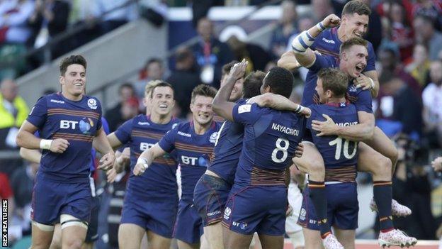 Scotland Sevens side celebrate