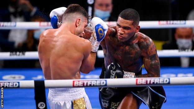 Conor Benn lands a big punch