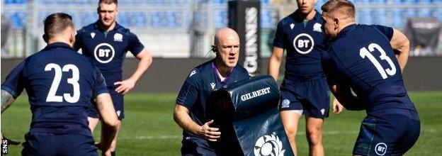 Steve Tandy during a Scotland training session