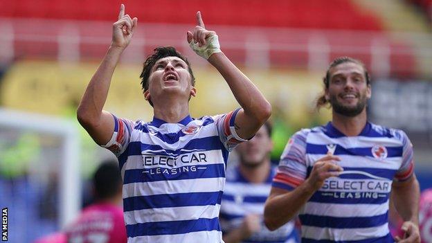 Tom McIntyre celebrates his goal for Reading