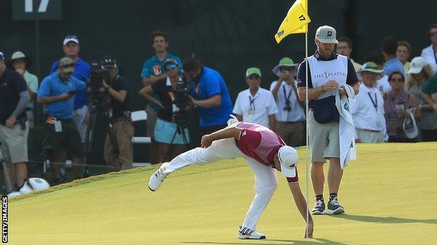 Sergio Garcia celebrates his hole in one