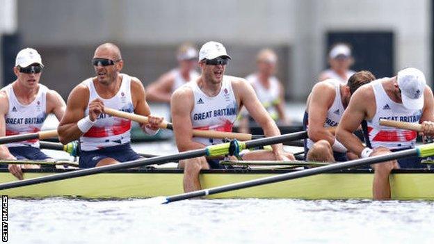 The Great Britain men's 8+ after winning bronze at the Tokyo Olympics