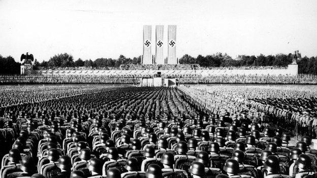 Archive photo of Nazis gathering at Nuremburg rally