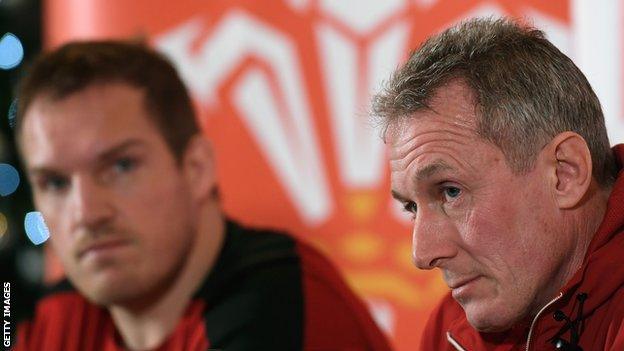 Wales captain Gethin Jenkins and coach Robert Howley