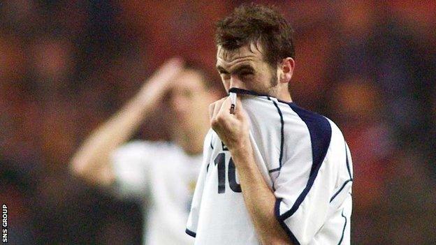 James McFadden at full-time in Amsterdam