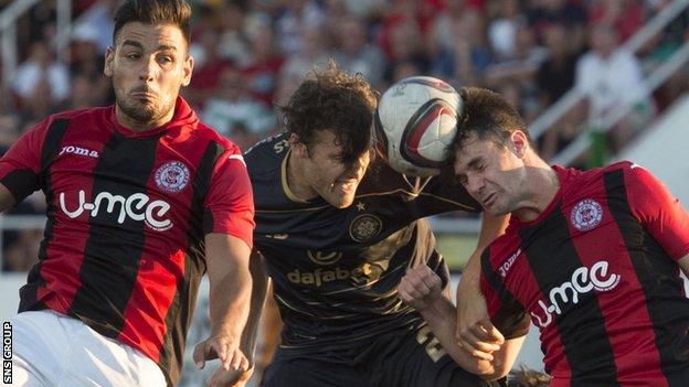 Erik Sviatchenko in action against Lincoln Red Imps