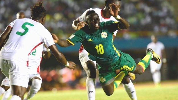 Senegal's Sadio Mane in action against Burkina Faso