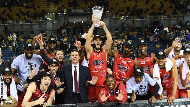 Leicester Rider celebrate winning the BBL Trophy