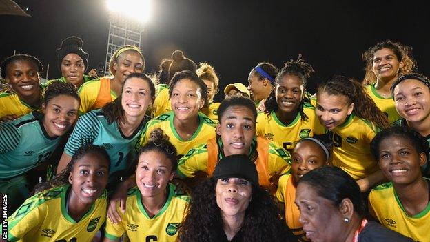 Cedella Marley (bottom centre) with the Reggae Girlz