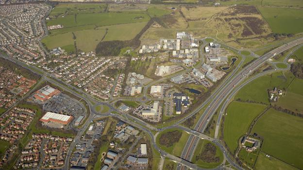 Aerial view of Thorpe Park