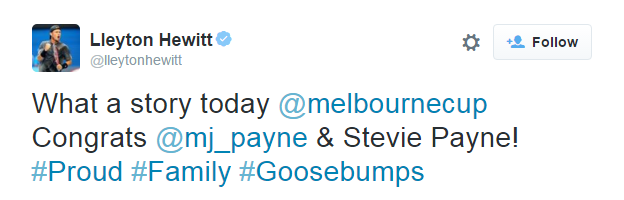 Tweet from Australian tennis player Lleyton Hewitt