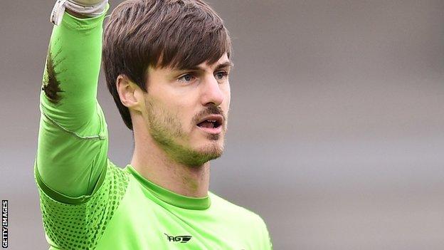 Ben Garratt in goal for Burton