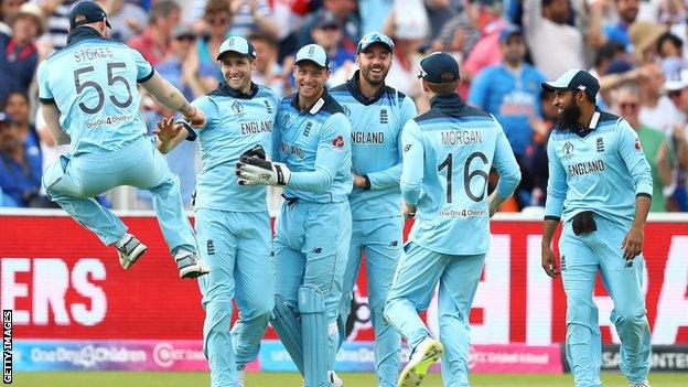 England celebrate against India