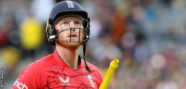 Ben Stokes walks off after being dismissed