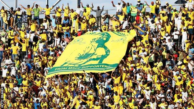 Fans of South African football club Mamelodi Sundowns