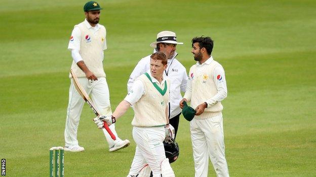 Ireland's Kevin O'Brien acknowledges applause during the Test against Pakistan in May 2018