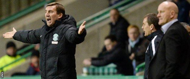 Hibernian head coach Alan Stubbs and Greenock Morton manager Jim Duffy