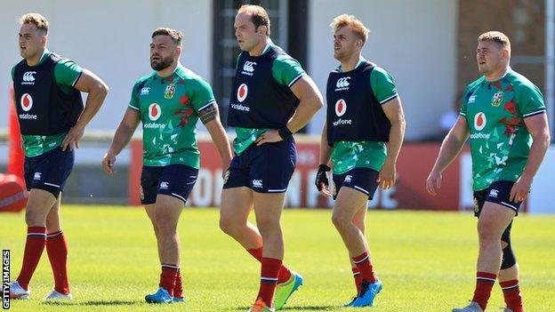 Alun Wyn Jones and British and Irish Lions team-mates