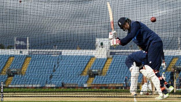 England's Joe Root bats in the nets