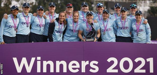 England with the ODI series trophy