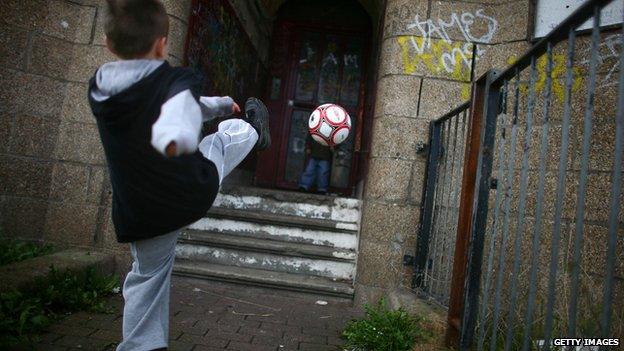 Boy playing football