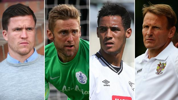 Gary Caldwell, Robert Green, Thomas Ince and Teddy Sheringham