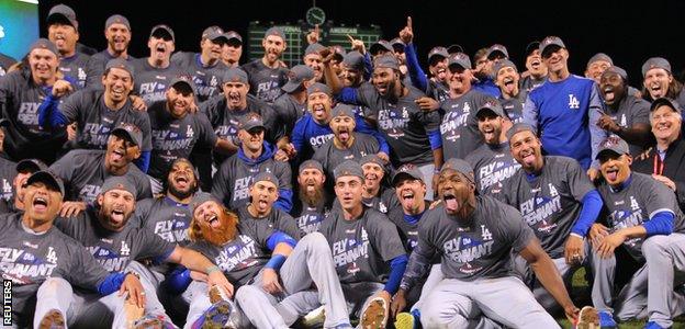 Los Angeles Dodgers players celebrate