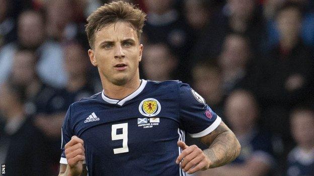 Eamonn Brophy playing for Scotland against Cyprus in June