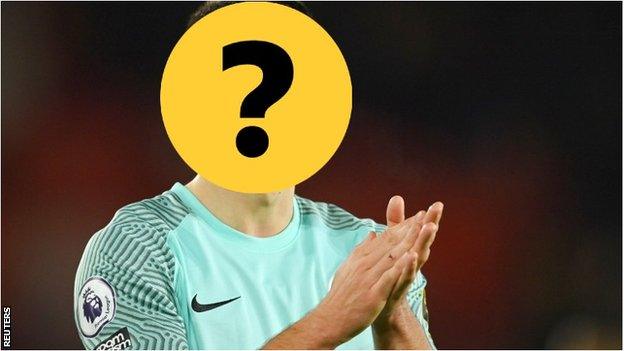 A Brighton player with a question mark hiding his face