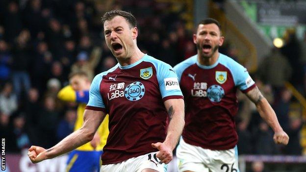 Ashley Barnes celebrates his late equaliser for Burnley against Southampton in the Premier League