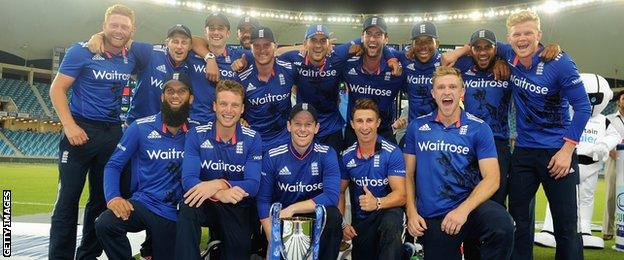 England with the ODI series trophy