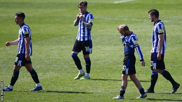 Dejected Sheffield Wednesday players