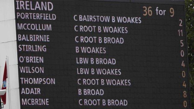 The scoreboard says it all as Ireland fall to the lowest Test total ever at Lord's