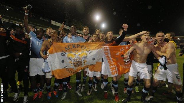 Blackpool's players celebrate