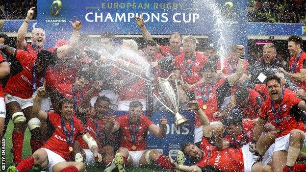 Saracens celebrate retaining the Champions Cup