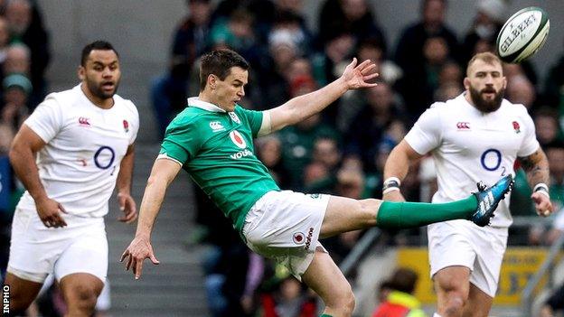 Johnny Sexton in action for Ireland against England on 18 March