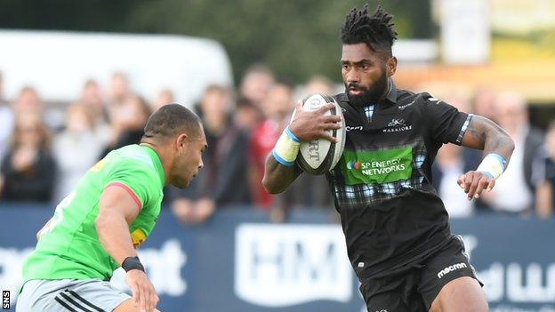 Niko Matawalu in action for Glasgow Warriors against Harlequins