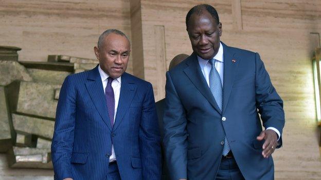 Caf President Ahmad with the President of Ivory Coast, Alassane Ouattara