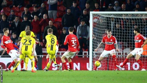 Jake Hesketh scoring for Burton Albion