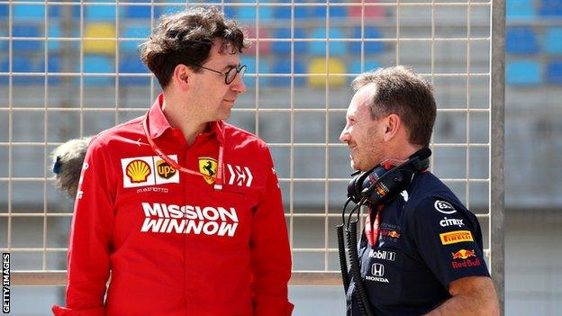 Mattia Binotto and Christian Horner