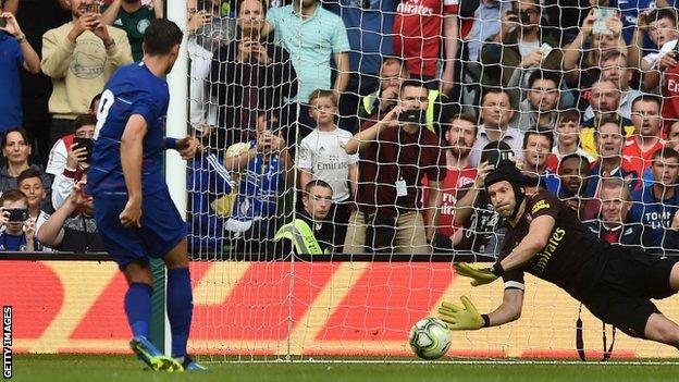 Alvaro Morata's penalty is saved by Petr Cech