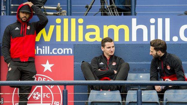 Aberdeen's Shay Logan, Kenny McLean and Graeme Shinnie at Hampden