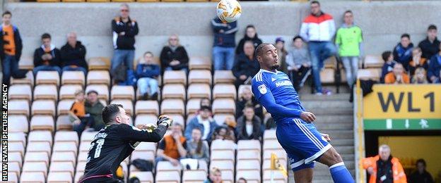 Kenneth Zohore heads past Andy Lonergan