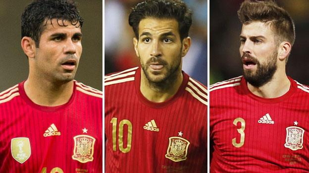 Diego Costa, Cesc Fabregas and Gerard Pique