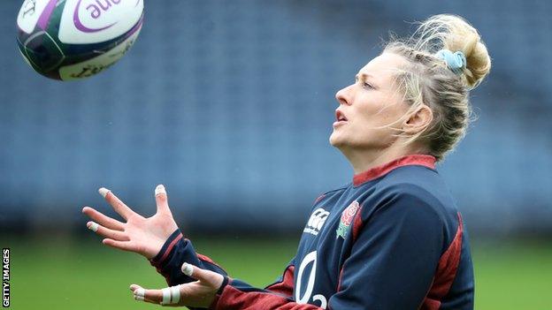 Natasha Hunt in training for England last month