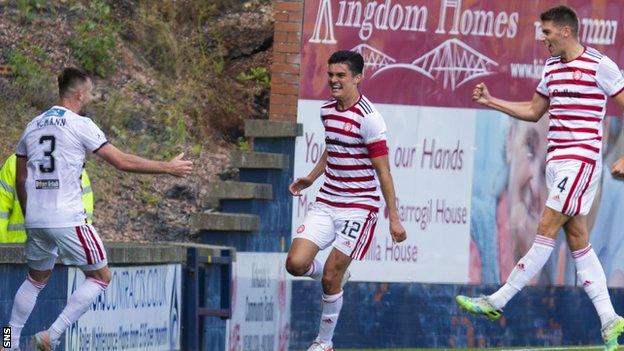 Shaun Want (centre) celebrates Hamilton's dramatic equaliser