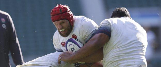 James Haskell during an open England Rugby training session at Twickenham Stadium