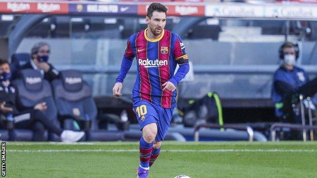 Lionel Messi playing for Barcelona