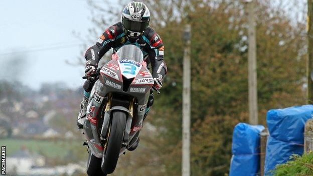 Michael Dunlop on his way to victory in the opening Supersport race on his PTR-prepared Honda