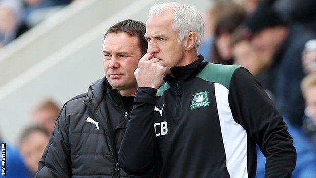 Craig Brewster and Derek Adams on the touchline